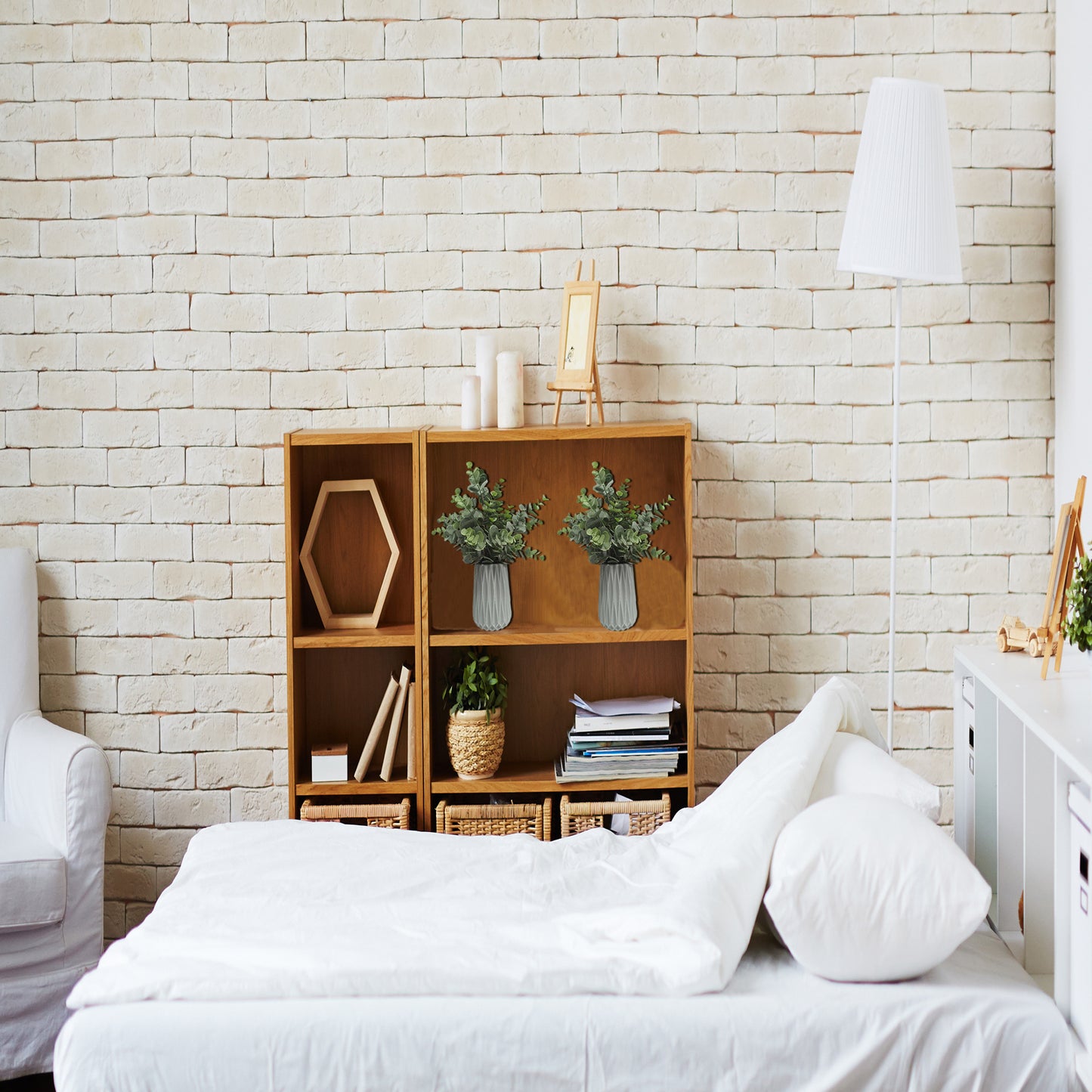 Artificial eucalyptus leaf Fake plant, Greenery Potted Plants for Indoor Farmhouse Home Decor, Office Table shelf Decoration(1 PC/2 PCS