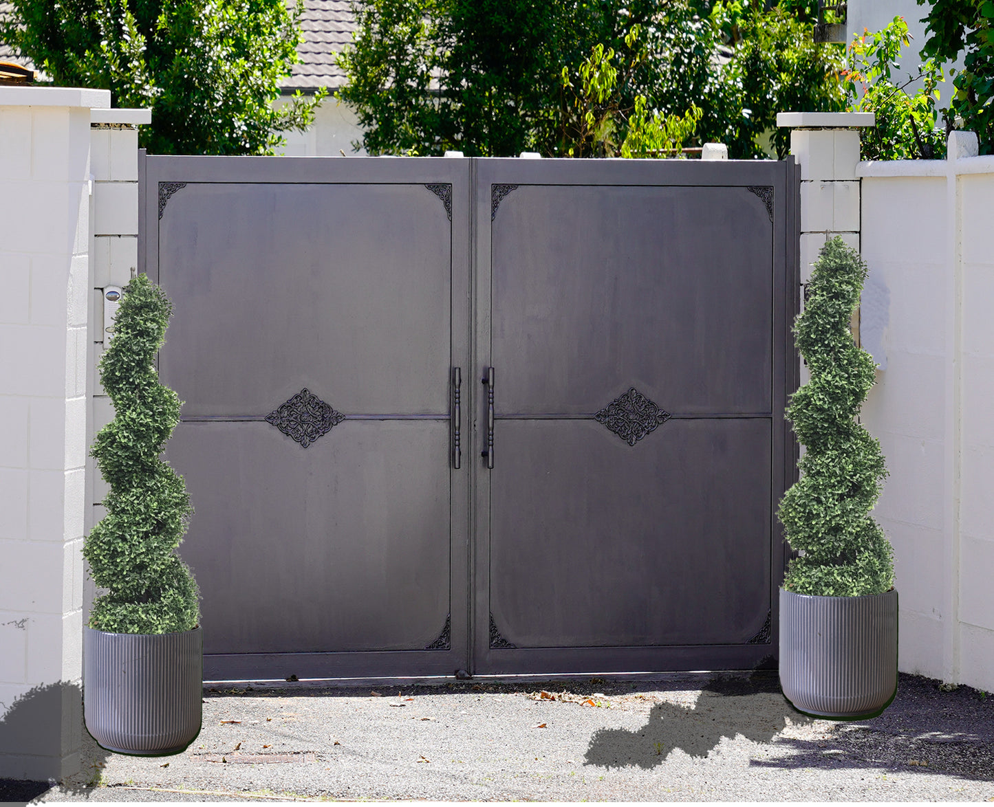 Artificial Boxwood Spiral Tree,Fake Topiary Tree,for Indoor or Outdoor,Set of 2