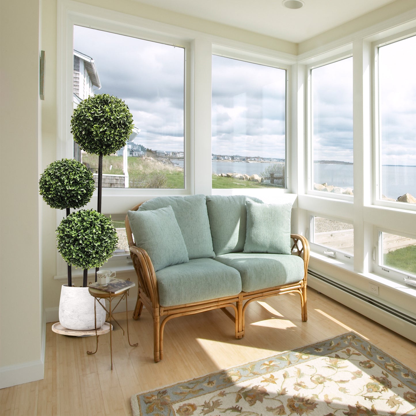 2 Packs 3ft Artificial Triple Ball-shaped Boxwood Tree – 36″ quality artificial plants