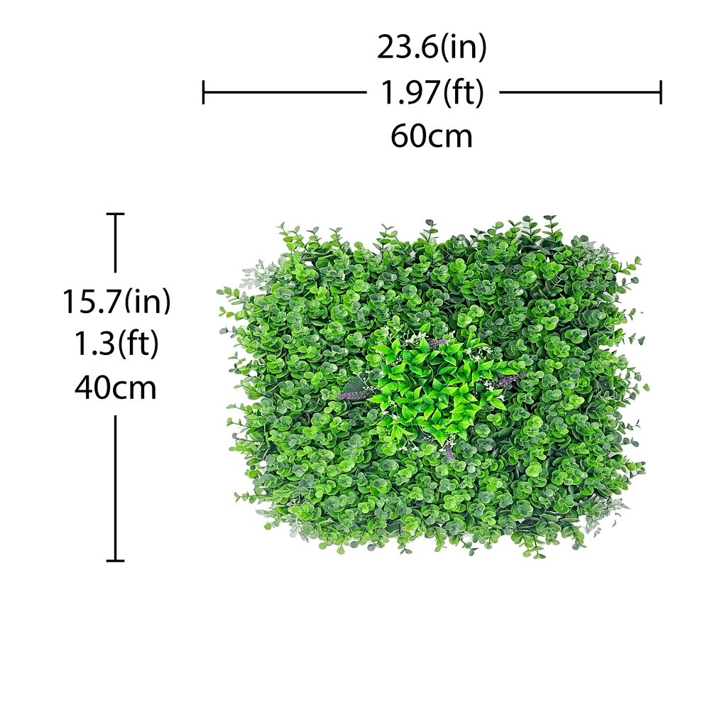 6 Packs 24″ Artificial Eucalyptus Hedge Wall – realistic fake grass