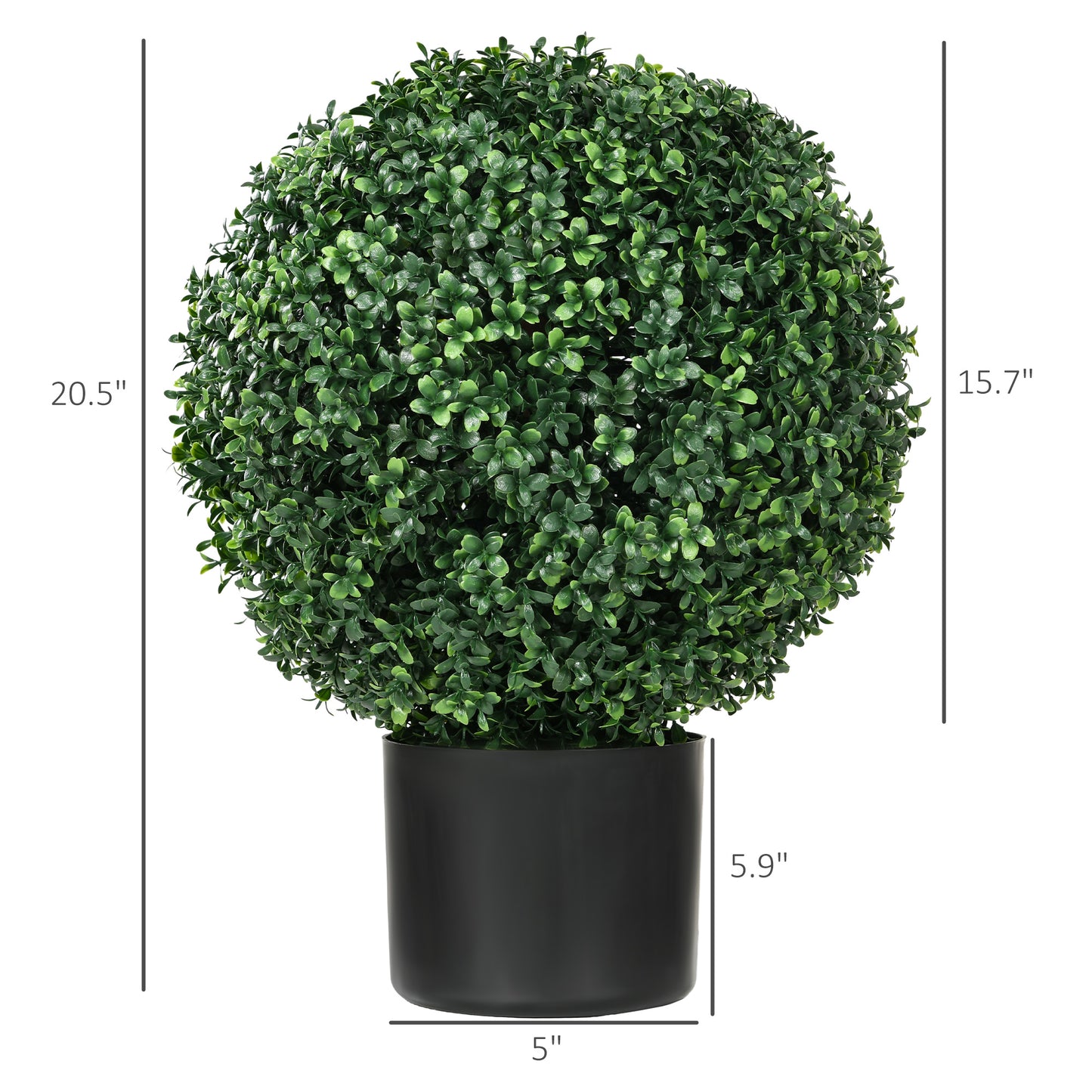 2 Pack 20.5" Artificial Tree, Ball Boxwood Topiary with Pot for Indoor Home Decoration