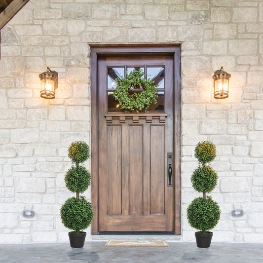 Artificial Ball Boxwood Topiary Trees, Fake Plants in Pot for Indoor Outdoor Living Room Green (2 packs 3.3FT)