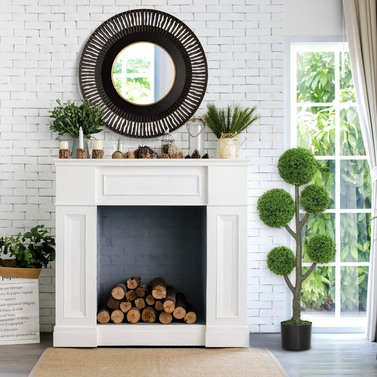 43.3" Artificial Ball Cypress Topiary Tree, Fake Plant In Pot For Indoor Outdoor Living Room Green