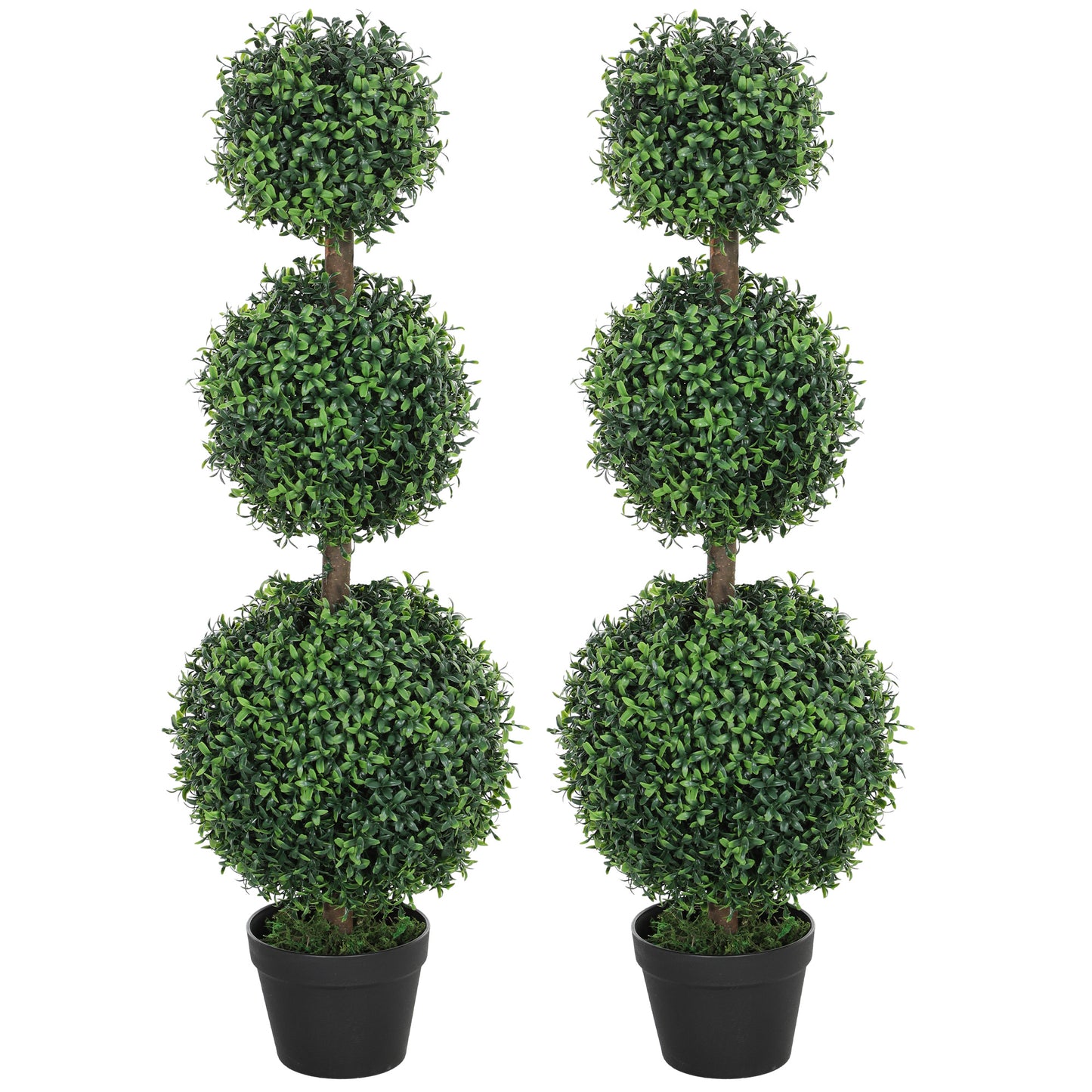 Artificial Ball Boxwood Topiary Trees, Fake Plants in Pot for Indoor Outdoor Living Room Green (2 packs 3.3FT)