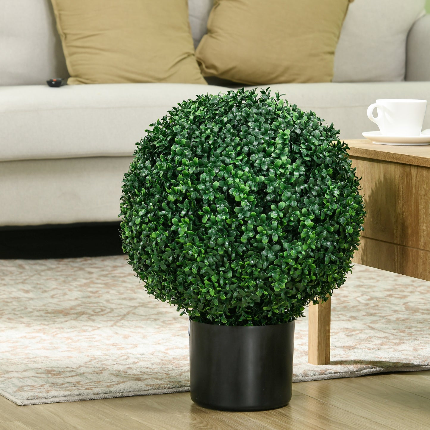 2 Pack 20.5" Artificial Tree, Ball Boxwood Topiary with Pot for Indoor Home Decoration