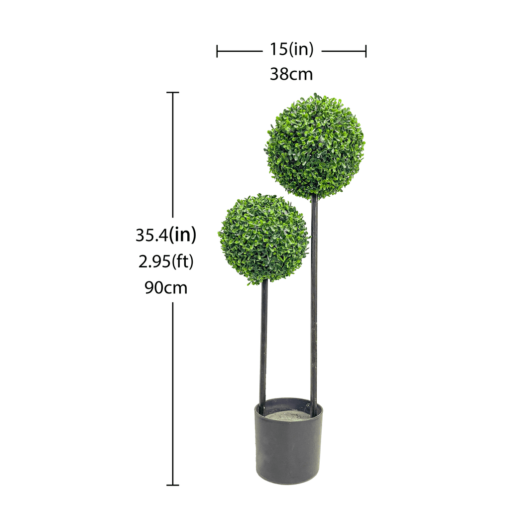 2 Pack 3ft Artificial Double Ball-shaped Boxwood Tree – 36″ artificial plants online