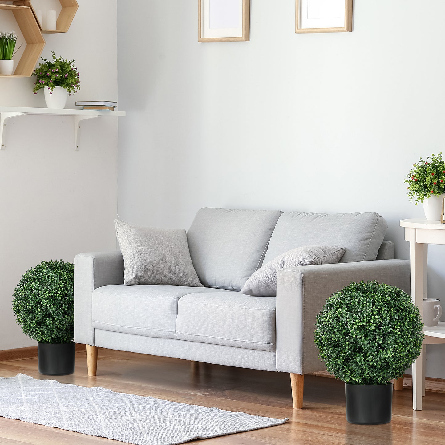 2 Pack 20.5" Artificial Tree, Ball Boxwood Topiary with Pot for Indoor Home Decoration