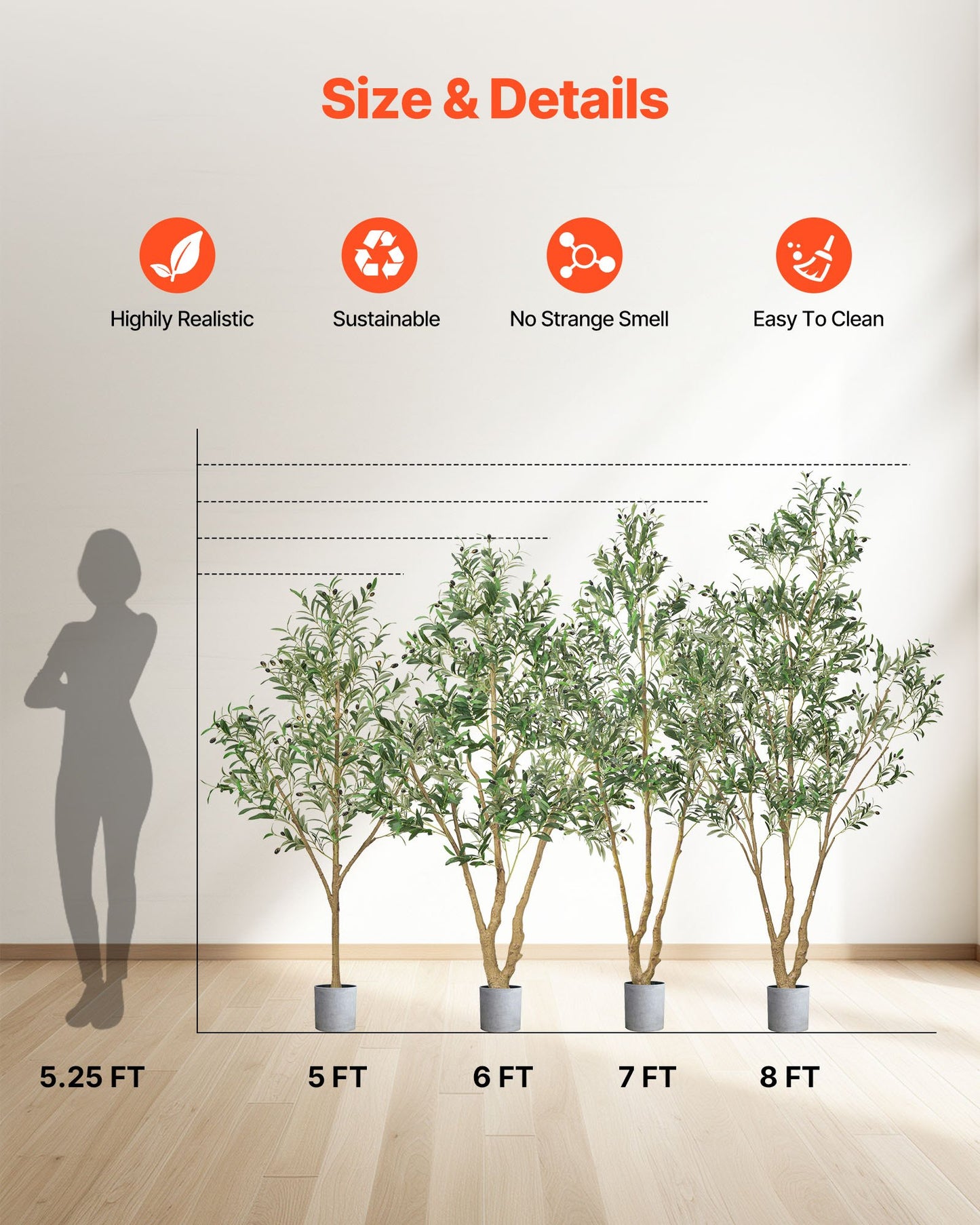 6FT Artificial Olive Tree Tall Fake Plant With Black Pot For Home Office