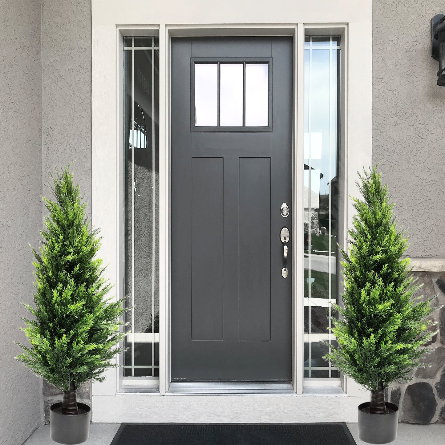 4FT Artificial Cedar Tree for Outdoor Front Door, Outside Home Decor Outdoor Courtyard Farmhouse Decoration Set of 2