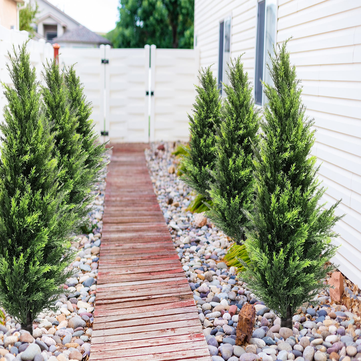 4FT Artificial Cedar Tree for Outdoor Front Door, Outside Home Decor Outdoor Courtyard Farmhouse Decoration Set of 2