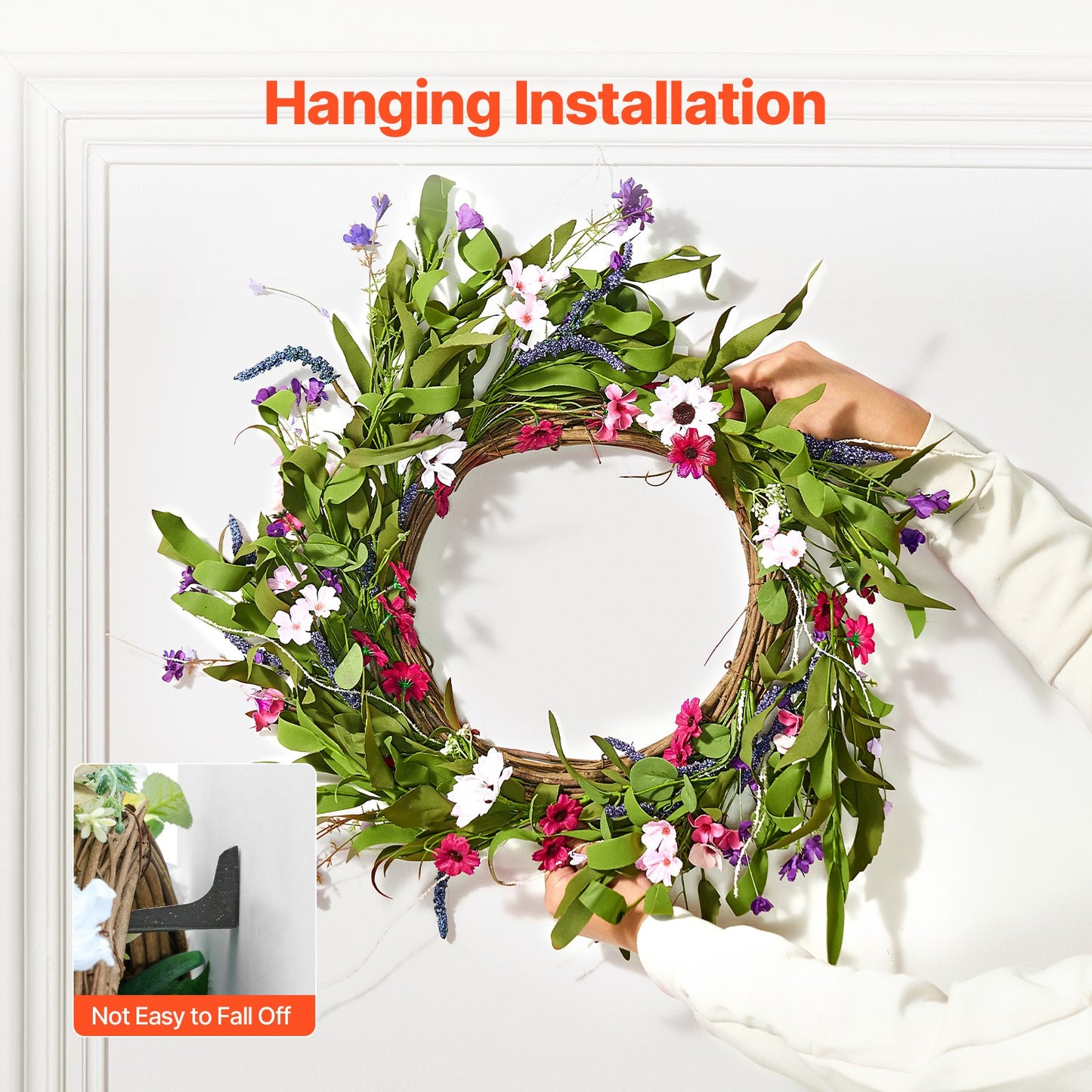 Artificial Decorative Wreath 22 In With Daisies Year Round Wreath