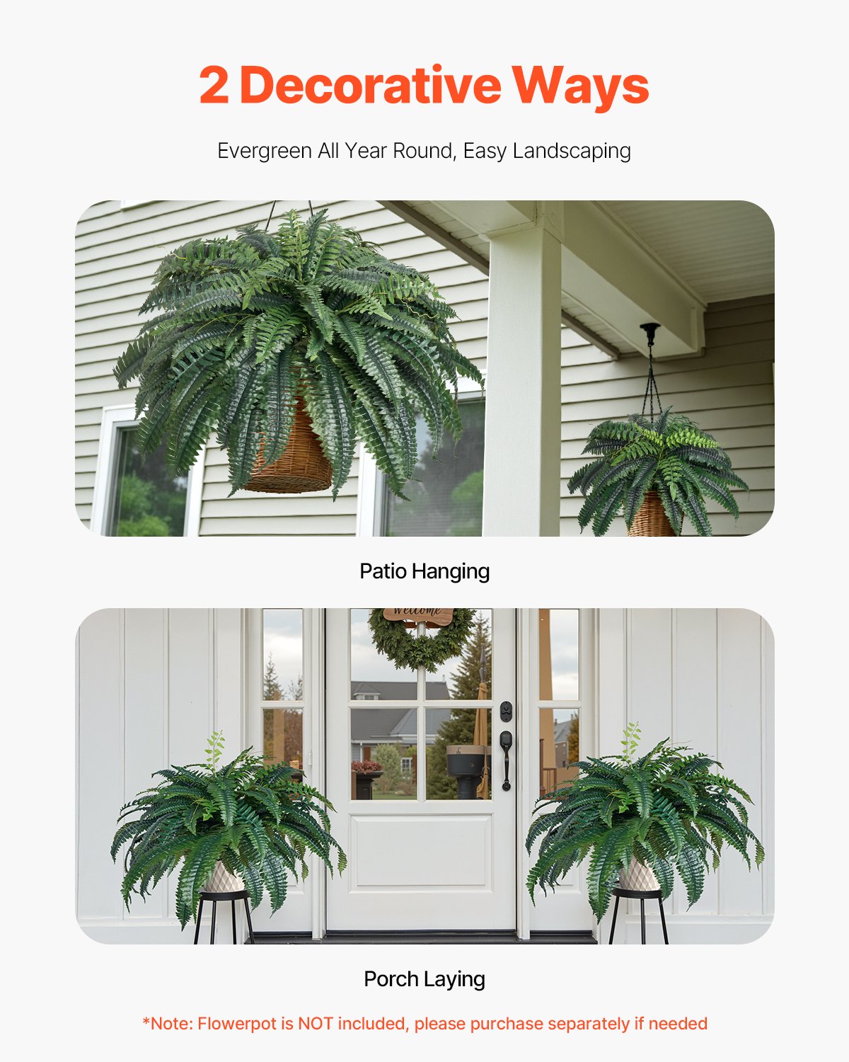 Artificial Ferns 1Pcs, 47 Inch Artificial Boston Ferns Plants, Faux Fern With 88 Branches, Artificial Plants Large For Outdoors Indoor Home, Office,Garden  Flowerpot Unincluded
