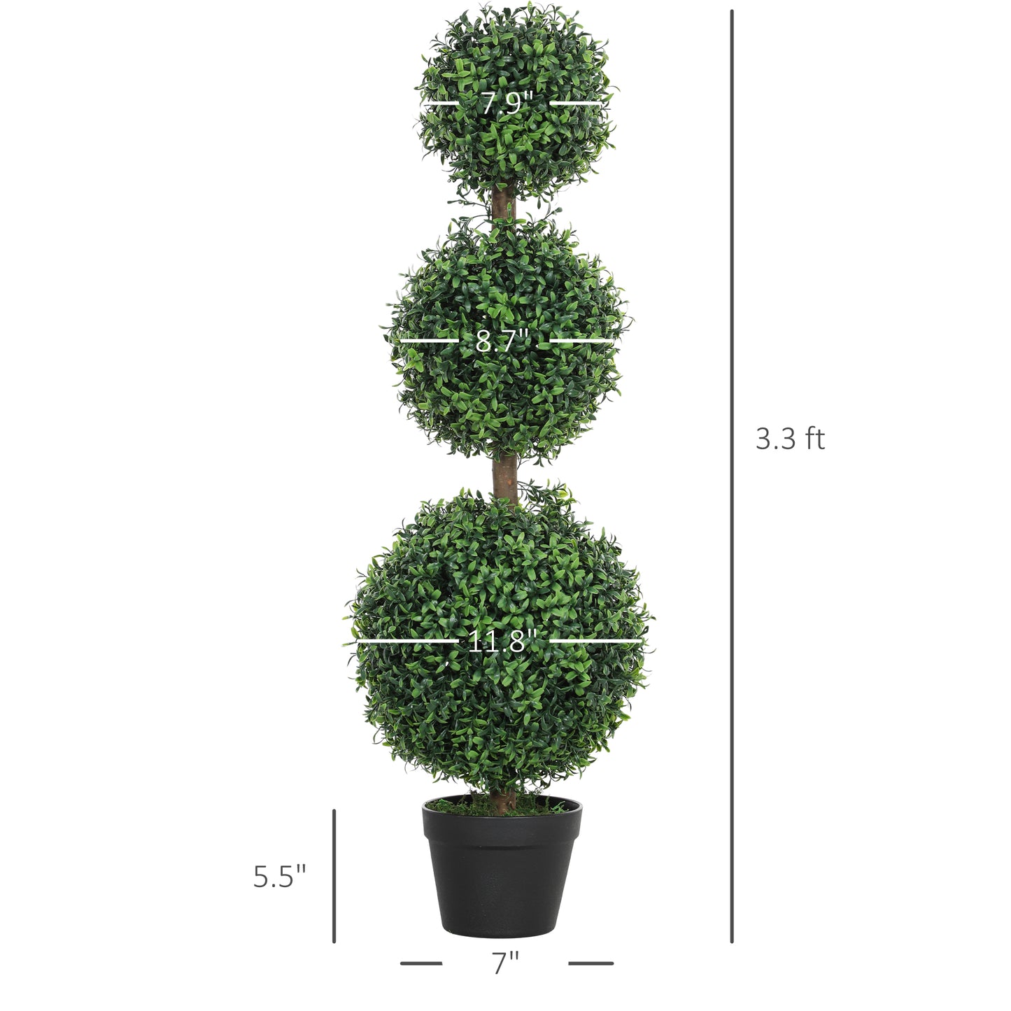 Artificial Ball Boxwood Topiary Trees, Fake Plants in Pot for Indoor Outdoor Living Room Green (2 packs 3.3FT)