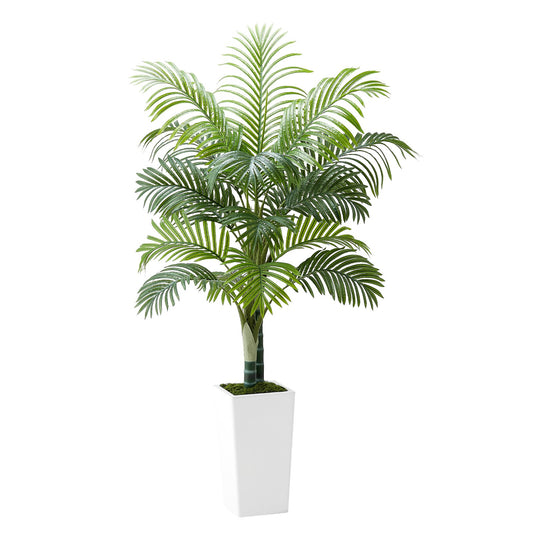 5ft Artificial Areca Palm Tree Fake Plant With White Planter Indoor