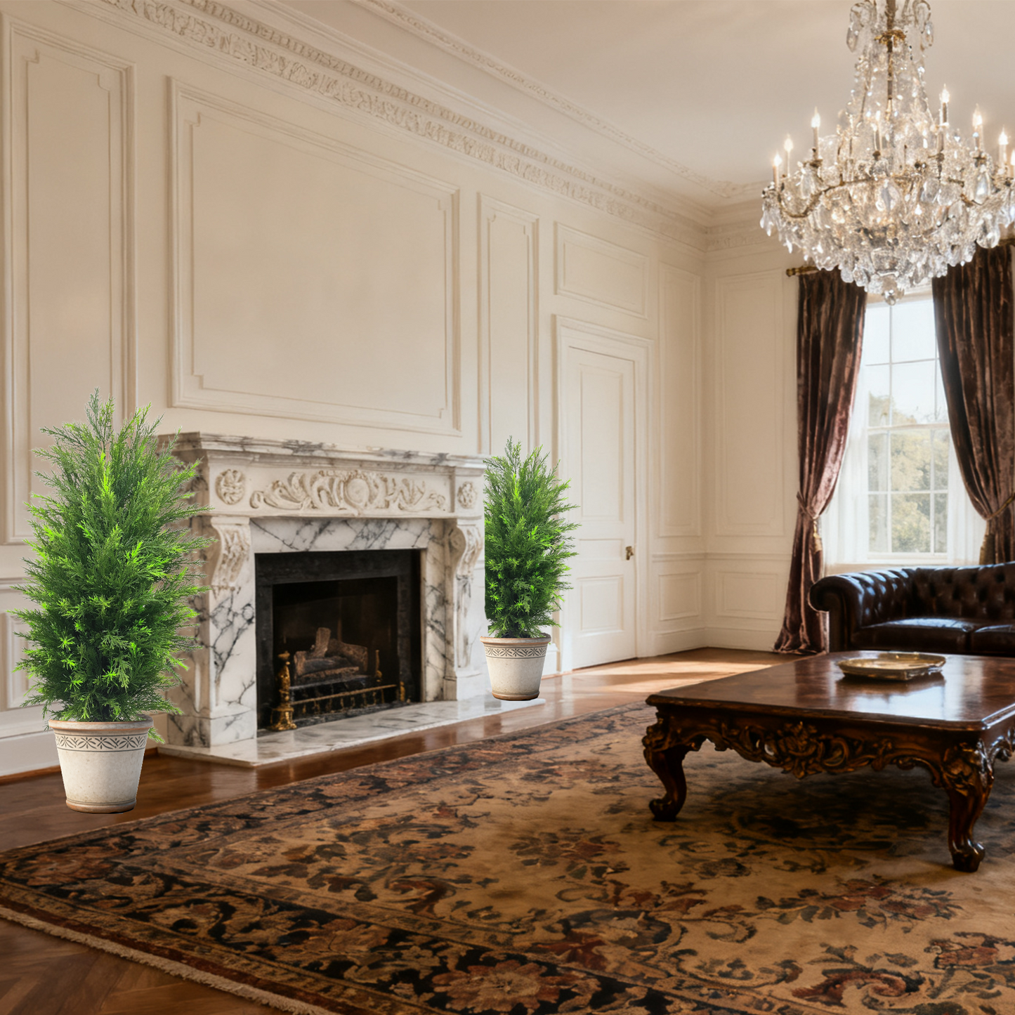 3FT Artificial Cedar Tree,Fake Topiary Trees For Outdoors and Indoors,Living Room,Front Door Decor 2PCS