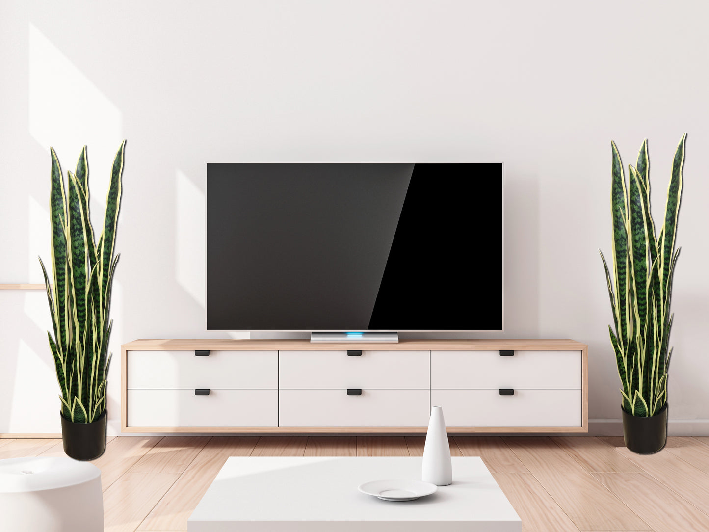 2PCS Artificial Snake Plant 3ft, Faux Plants for Indoor Outdoor, Home Office Store Decor