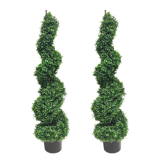 Artificial Boxwood Spiral Tree,Fake Topiary Tree,for Indoor or Outdoor,Set of 2