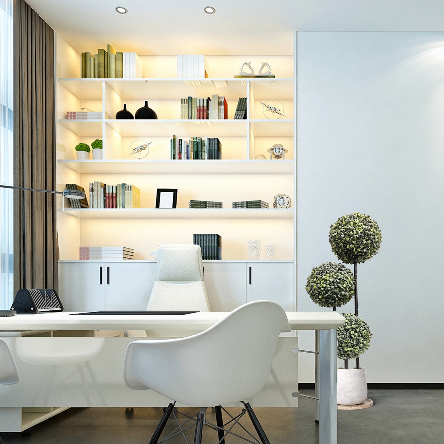 2 Packs 3ft Artificial Triple Ball-shaped Boxwood Tree – 36″ quality artificial plants