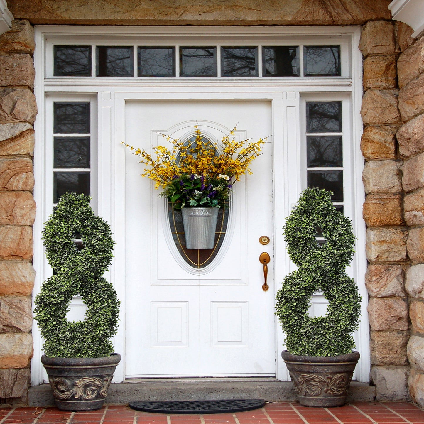 3ft Artificial Double Boxwood Spiral Tree – 36″ plastic plants 2PCS