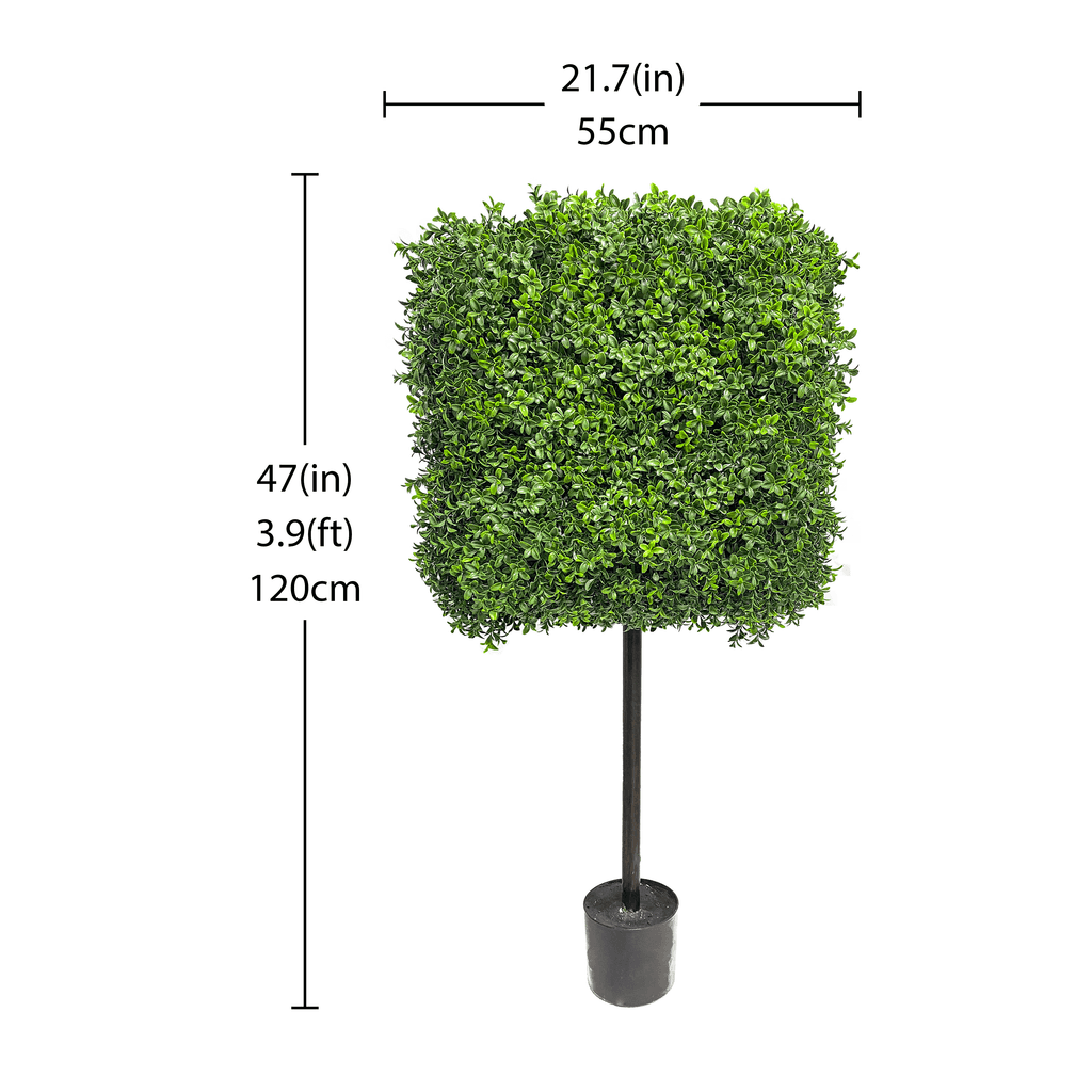 2 Packs 4ft Premium Geometric Artificial Boxwood Tree – 48″ artificial trees that look real