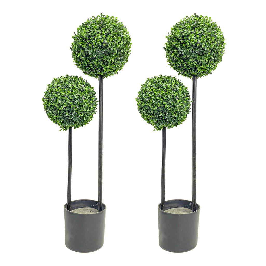 2 Pack 3ft Artificial Double Ball-shaped Boxwood Tree – 36″ artificial plants online