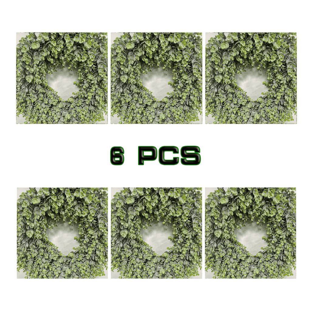 6 Packs 18″ Artificial Eucalyptus Leaf Wreath - Artificial Money Leaf Wreath