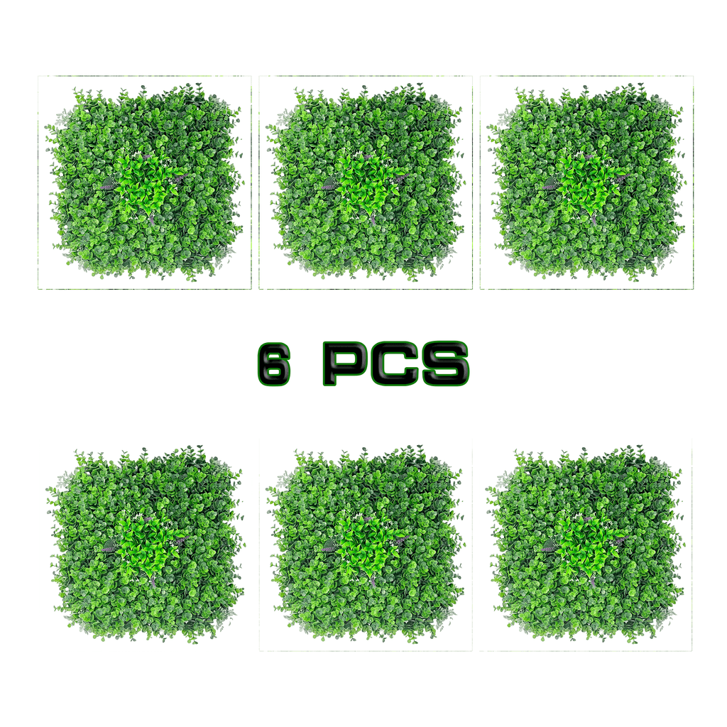 6 Packs 24″ Artificial Eucalyptus Hedge Wall – realistic fake grass